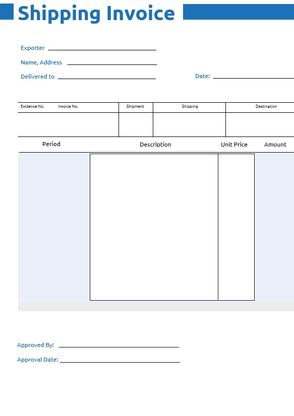 Commercial Shipping Invoice Template PSD template